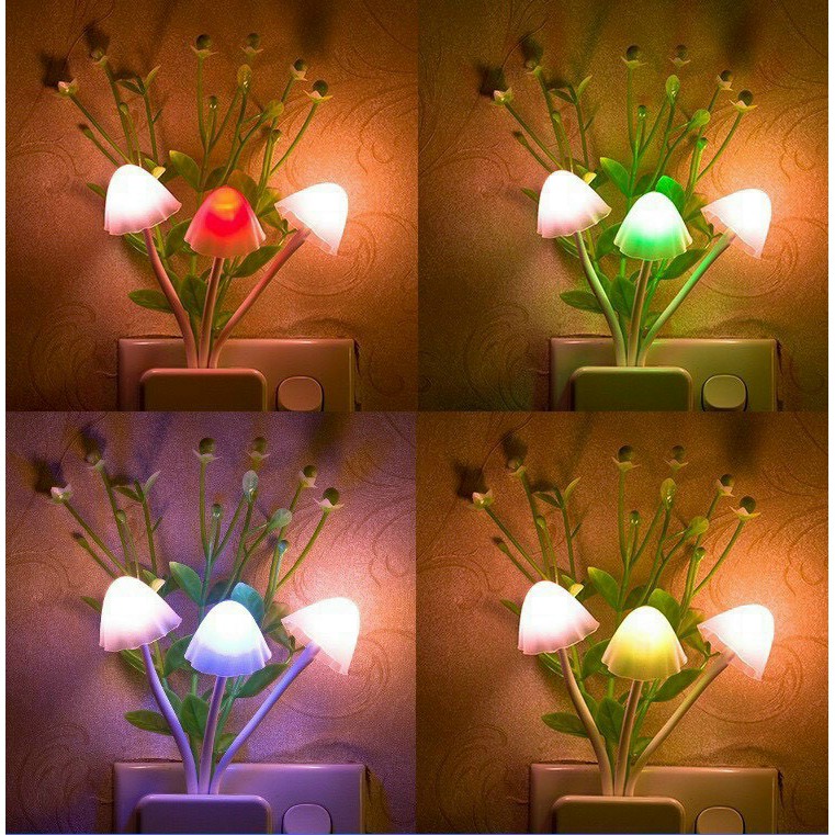 ĐÈN NGỦ LED hình nấm có cảm biến ánh sáng, tiết kiệm điện, độ bền cao MUA 3 TẶNG 1