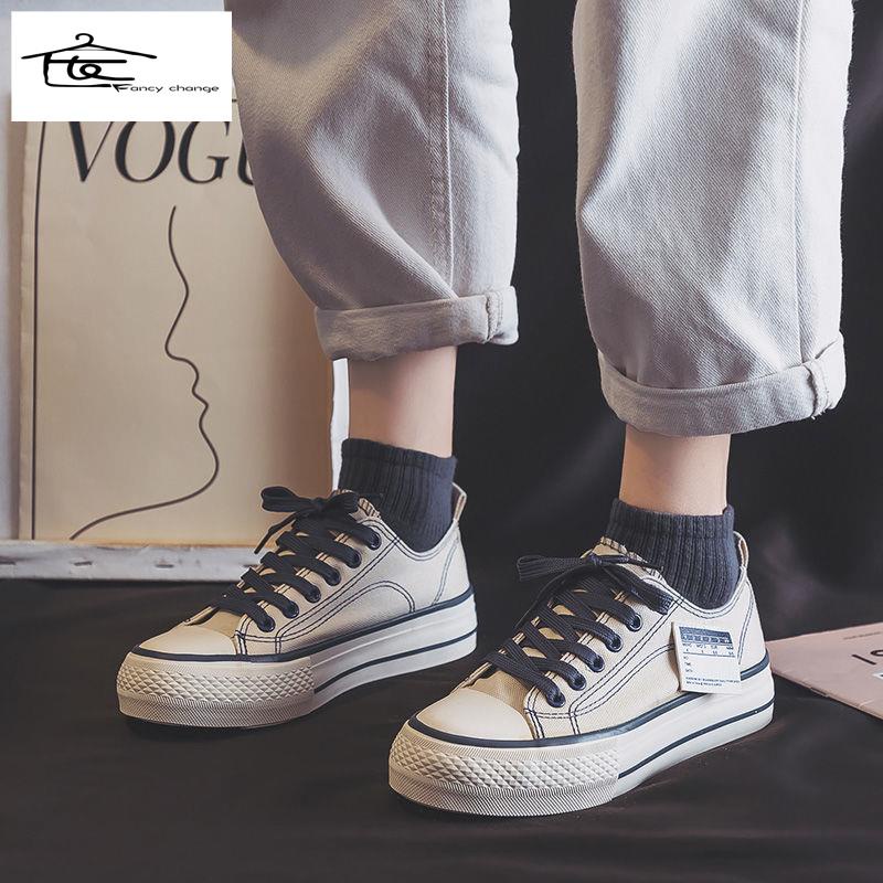 Giày Thể Thao Vải Bạt Đế Dày Tăng Chiều Cao Phong Cách Hàn Quốc Thời Trang Xuân Thu 2022