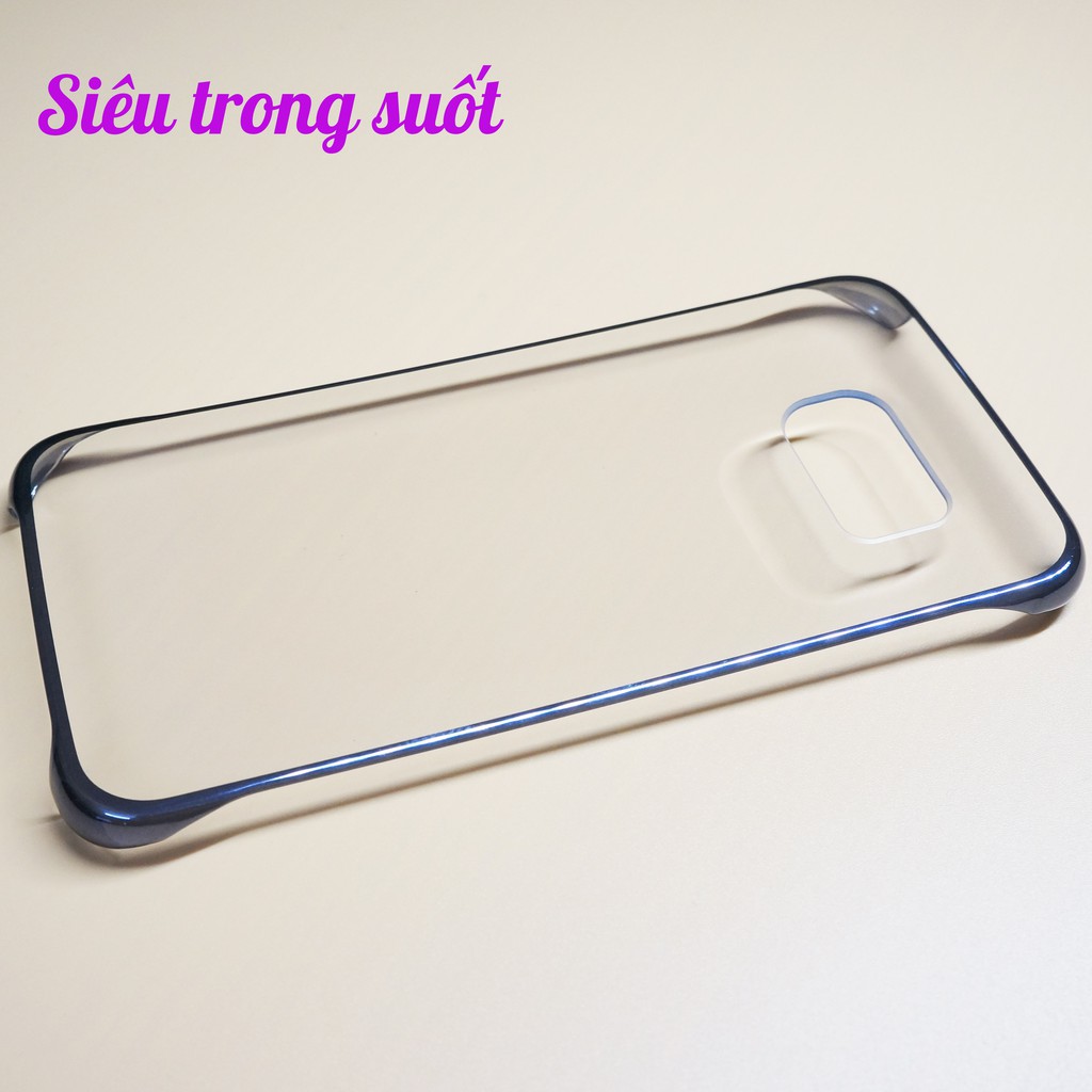 Ốp clear cover dành cho samsung galaxy S6 edge- Viền màu xanh