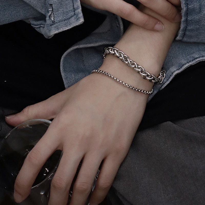 Vòng Đeo Tay Bằng Thép Titan Phong Cách hip hop Thời Trang