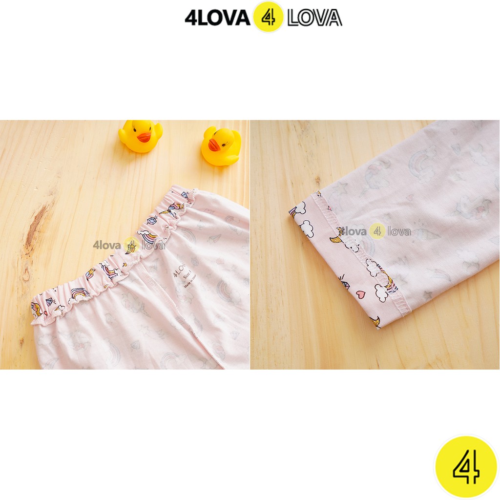 Quần legging thun bé gái 4LOVA dáng ôm co giãn 4 chiều họa tiết đáng yêu từ 8-30kg