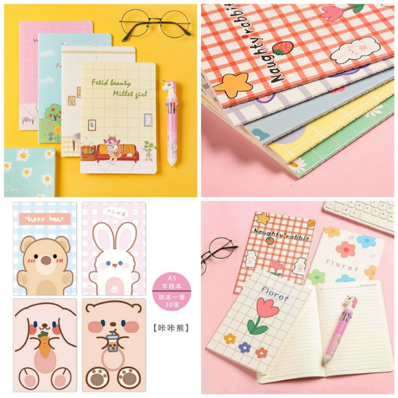 Sổ Vở KHÂU Viết A5, B5 Cute dễ thương vintage 60 Trang Nhiều Hình
