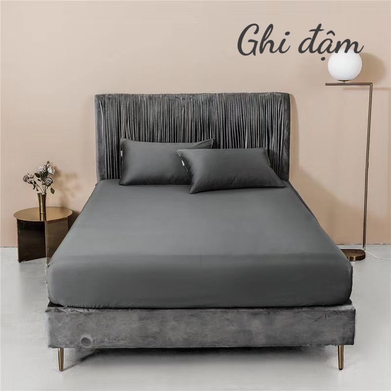 Bộ ga gối lụa tencel trơn 60s cao cấp LIDACO ga giường lụa mát lạnh - nhiều mẫu lựa chọn