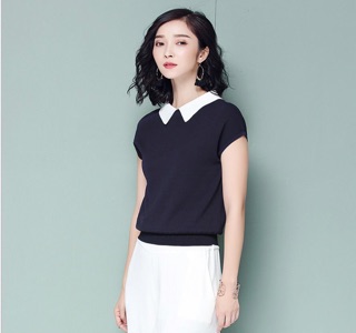 Áo len bo gấu cổ sen