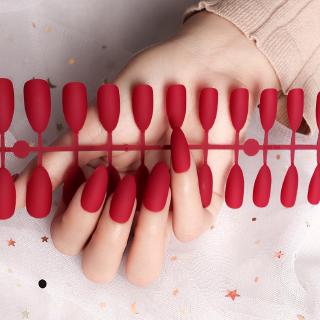Bộ 24 miếng móng tay giả màu đỏ