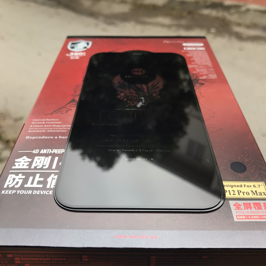 Kính Cường Lực Chống Nhìn Trộm WK KINGKONG ĐỎ 4D Siêu Cấp Bảo Vệ Toàn Diện Chính Hãng Full mã iPhone