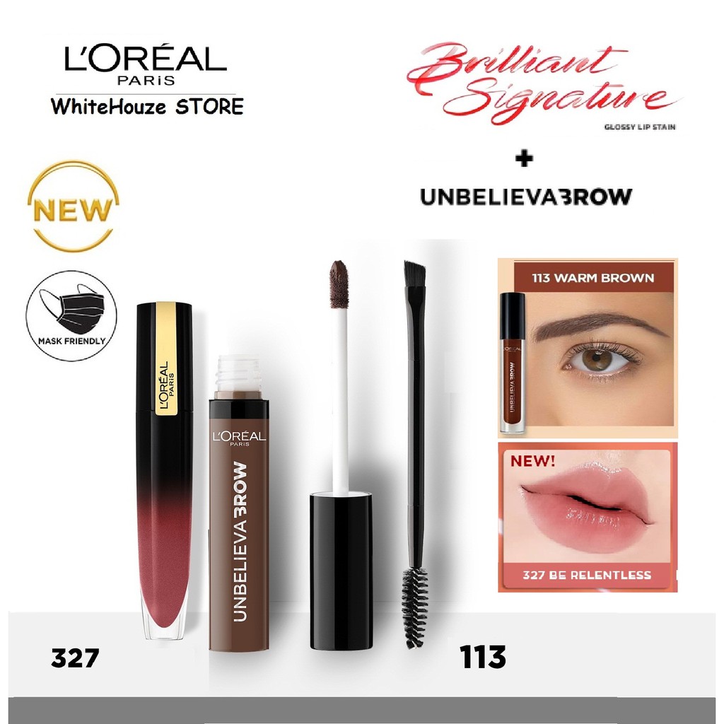 (Hàng Mới Về) Set Son Kem L 'Oreal Kèm Gel Vẽ Lông Mày Tiện Dụng | BigBuy360 - bigbuy360.vn