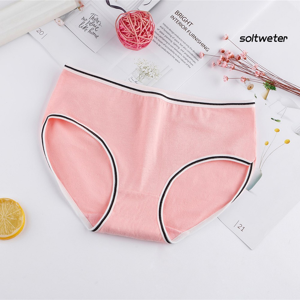 Quần lót cotton thoáng khí màu trơn dễ thương dành cho nữ
