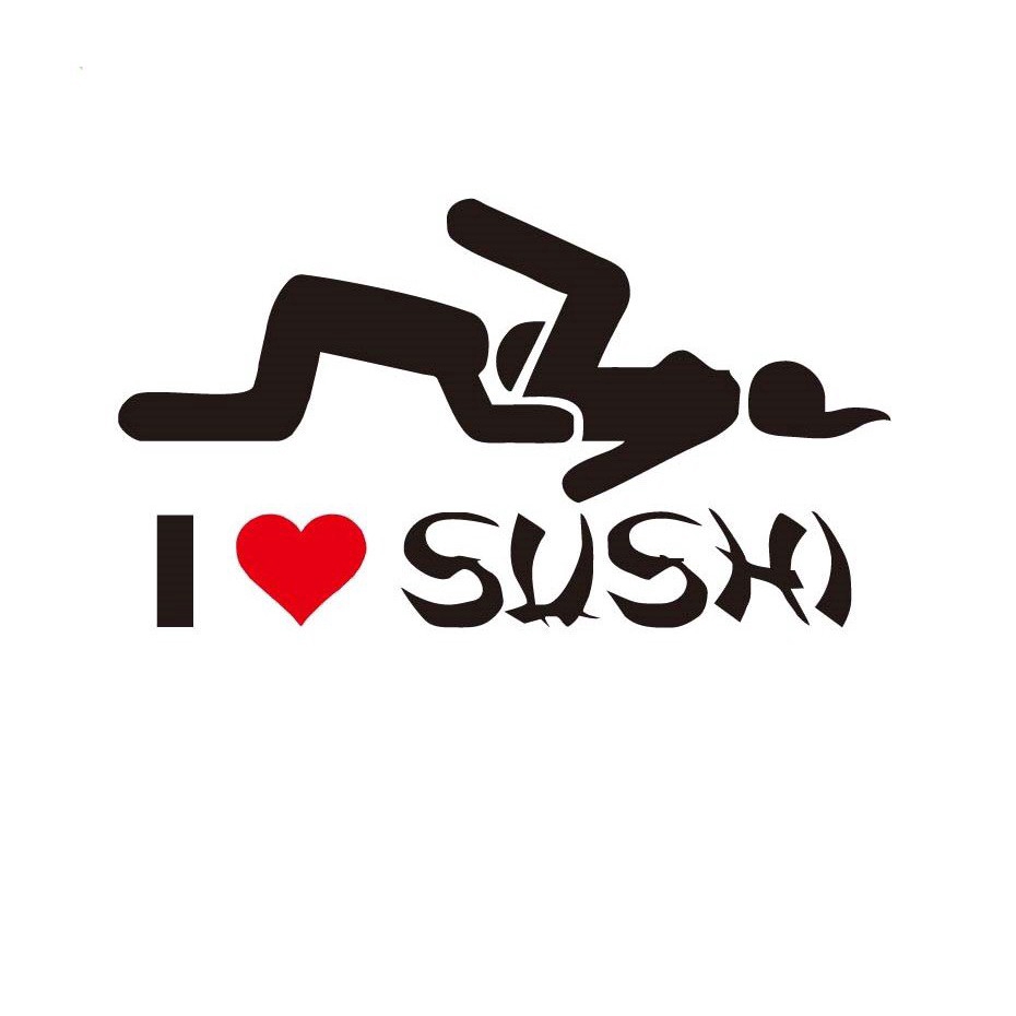 Decal Dán Xe Hơi Chữ I Love Sushi