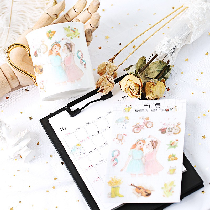 Sticker MỜ Nữ sinh trang trí sổ tay, Scrapbook (SM11)