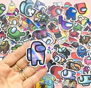 Sticker set 60 among us cái ép lụa / hình dán Among Us Game sticker