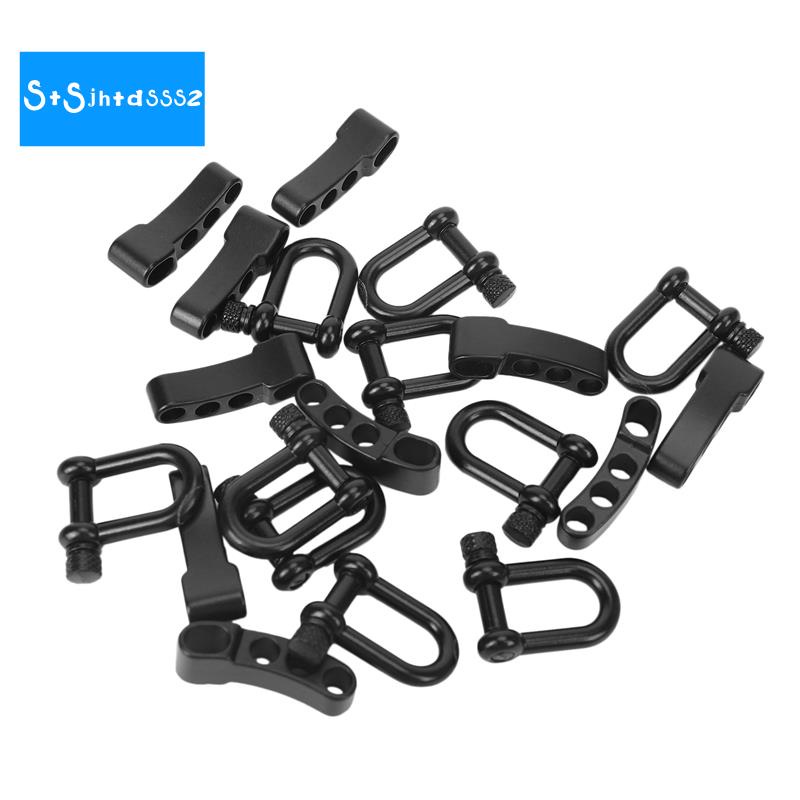 Set 10 Móc Khóa Chữ U Bằng Hợp Kim Kẽm Màu Đen Dành Cho Vòng Đeo Tay Paracord