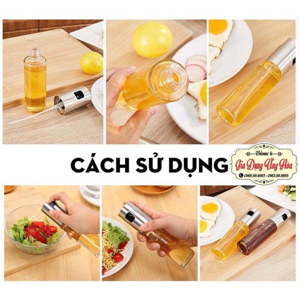 Bình Xịt Dầu Ăn Thủy Tinh, Chai Xịt Dầu Ăn Phun Sương Dùng Cho Nồi Chiên