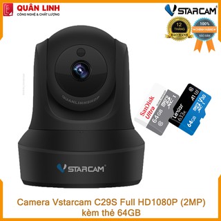 Mua Camera IP Wifi hồng ngoại Vstarcam C29s Full HD 1080P 2MP màu đen kèm thẻ 64GB Class 10