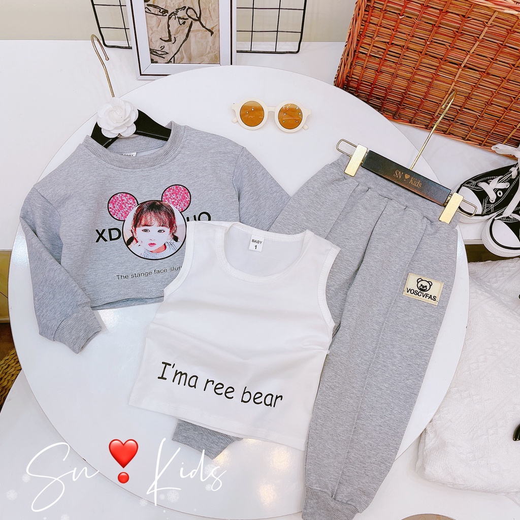 Set bộ croptop cô gái 3ct bé gái