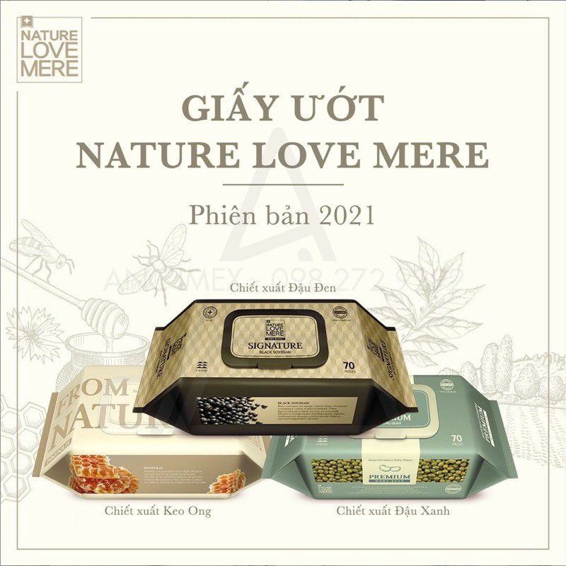 (Mẫu mới) KHĂN GIẤY ƯỚT CAO CẤP NATURE LOVE MERE (BỊCH LỚN 70 TỜ)