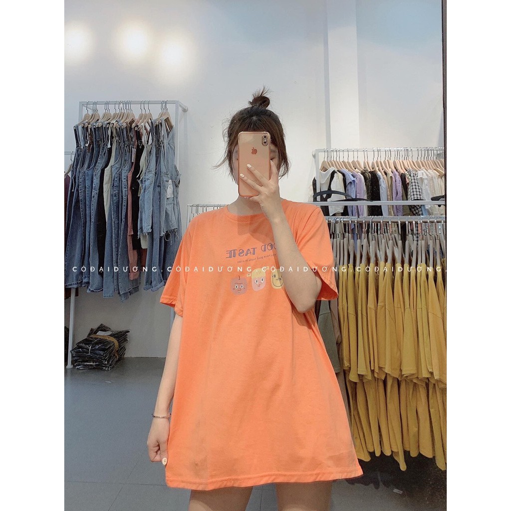 Áo Thun Cộc Tay Dáng Rộng GOODTASTE ♥ Phông tay lỡ suông trơn oversize in hình dễ thương màu CAM | TRẮNG | BE Ulzzang ♥