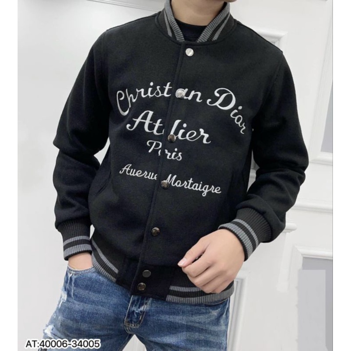 Áo khoác bomber thêu dior trẻ trung, năng động, chất vải dạ dày dặn thêu chữ