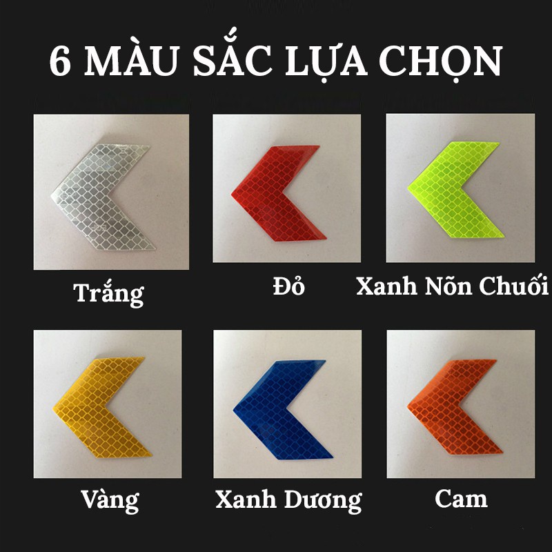 Bộ 10 Miếng Decal Phản Quang Cảnh Báo VERSION 2 Hình Mũi Tên Dán Đuôi Xe Ô Tô CarZone.Top