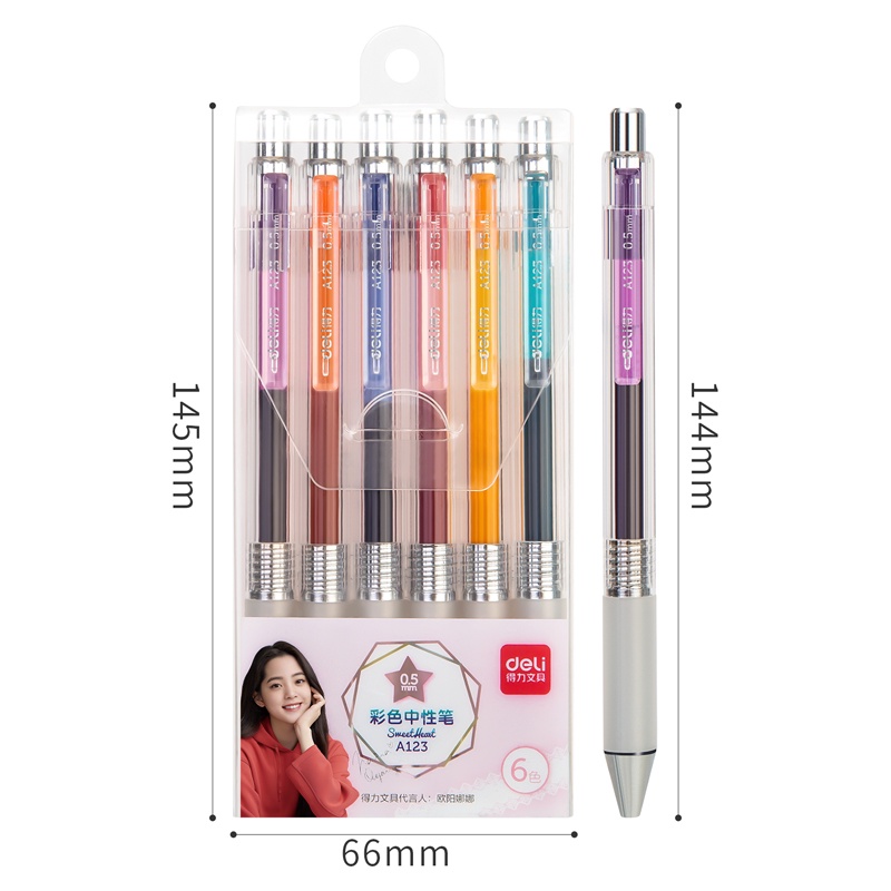 Set 6 bút mực gel nhiều màu ngòi 0.5mm A123