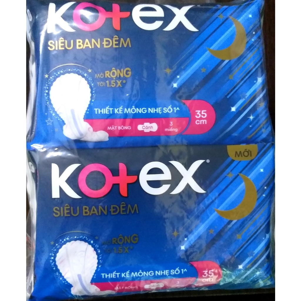 {HÀNG TẶNG-MẪU MỚI}-COMBO 8 GÓI BĂNG VỆ SINH BAN ĐÊM 35CM KOTEX, MỖI GÓI 3 MIẾNG