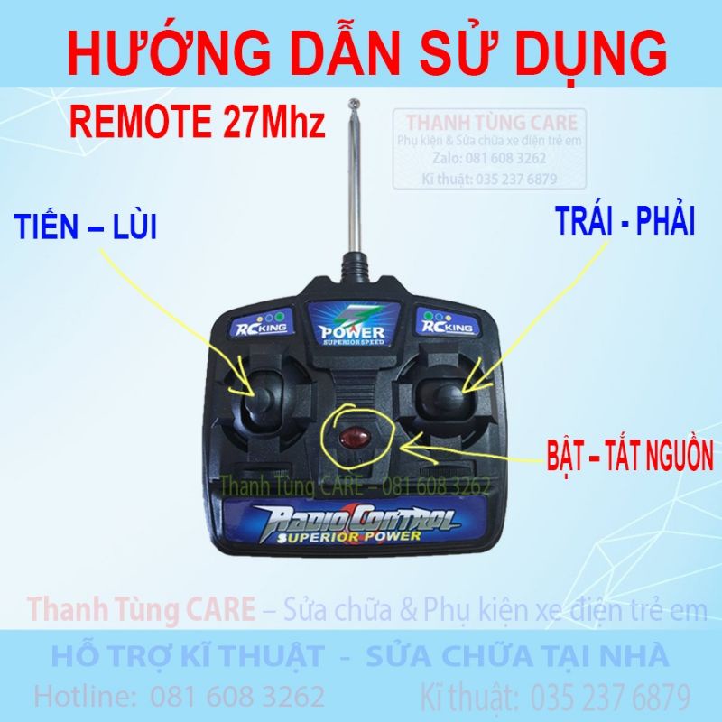 Điều khiển từ xa Ô tô, Xe máy điện trẻ em 27 Mhz 6V & 12V