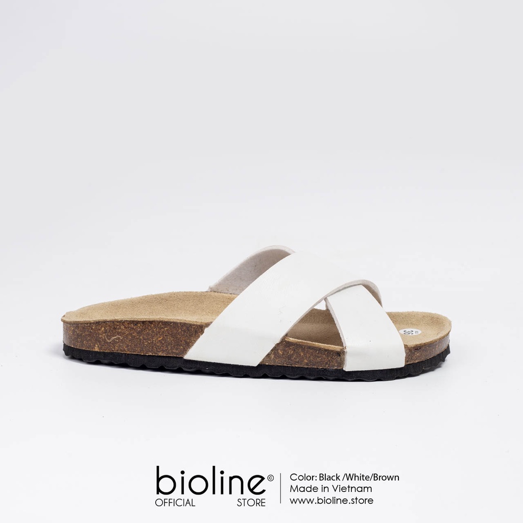 PU03- Dép đế trấu BIRKEN quai chéo da PU cao cấp, dép đi trong nhà chính hãng BIOLINE