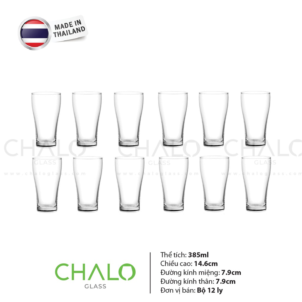 [Made in Thailand] Cốc thủy tinh Lucky Glass -  Empire Tumbler LG22 - 385ml (Bộ 12 cốc)