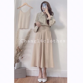Chân váy lụa công sở dáng dài chất siêu mịn
