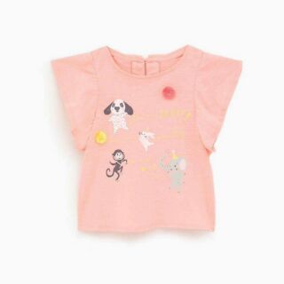 Phông cotton bé gái hồng zara 1-4y