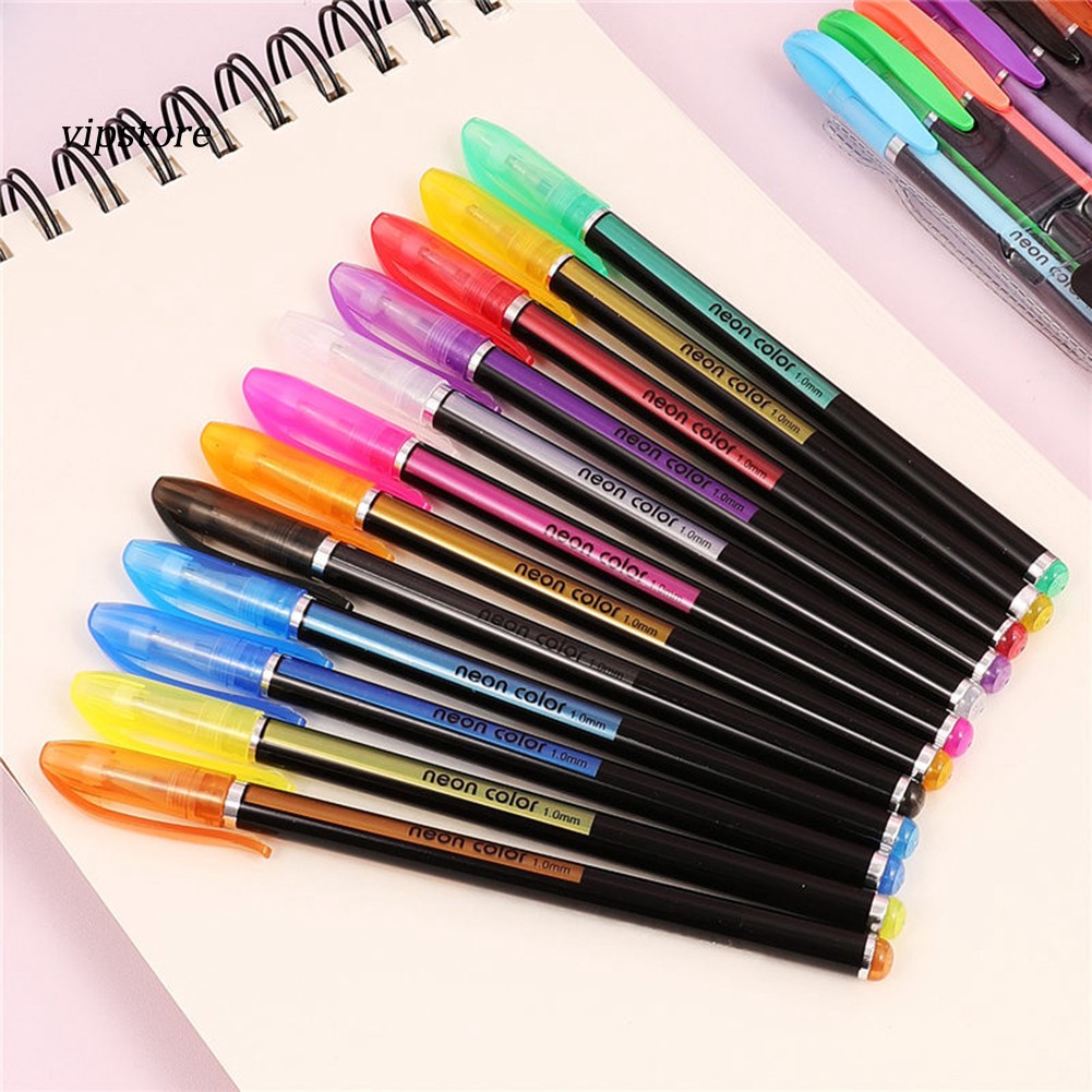 【VIP】48Pcs Colorful Glitter Graffiti Marking Painting Highlighter Gel Pen Stationery