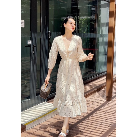 Váy đầm maxi hoạ tiết ren thêu hàng xuất cao cấp