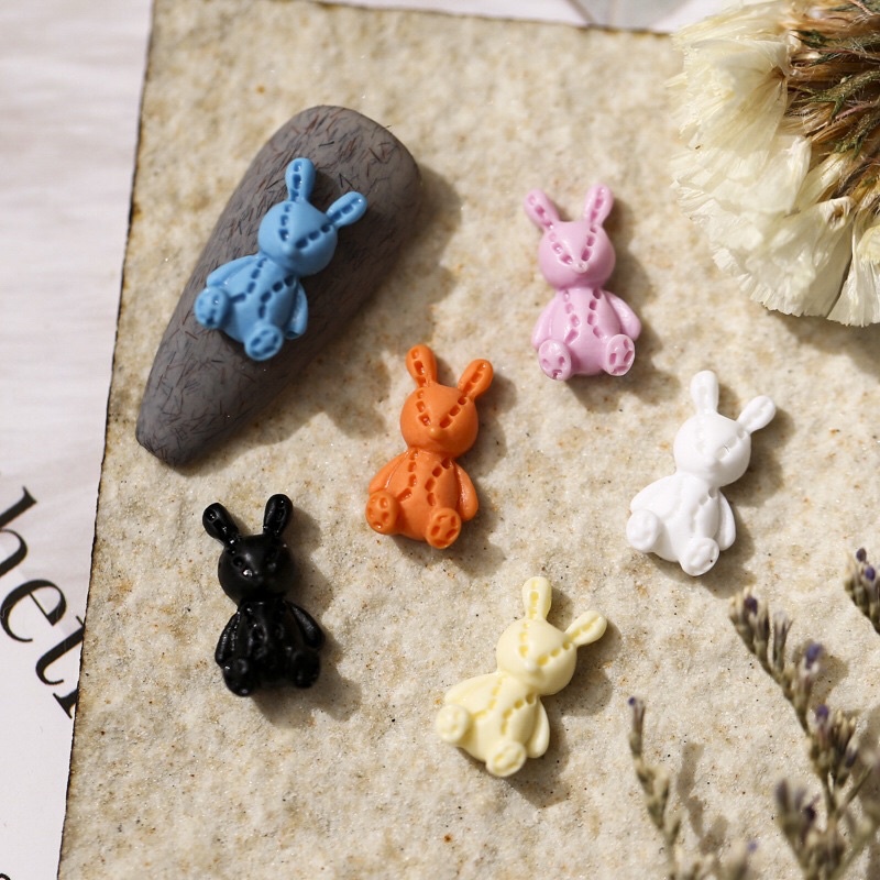 Set 4 Charm gấu cá tính 7 màu trang trí móng tay nail