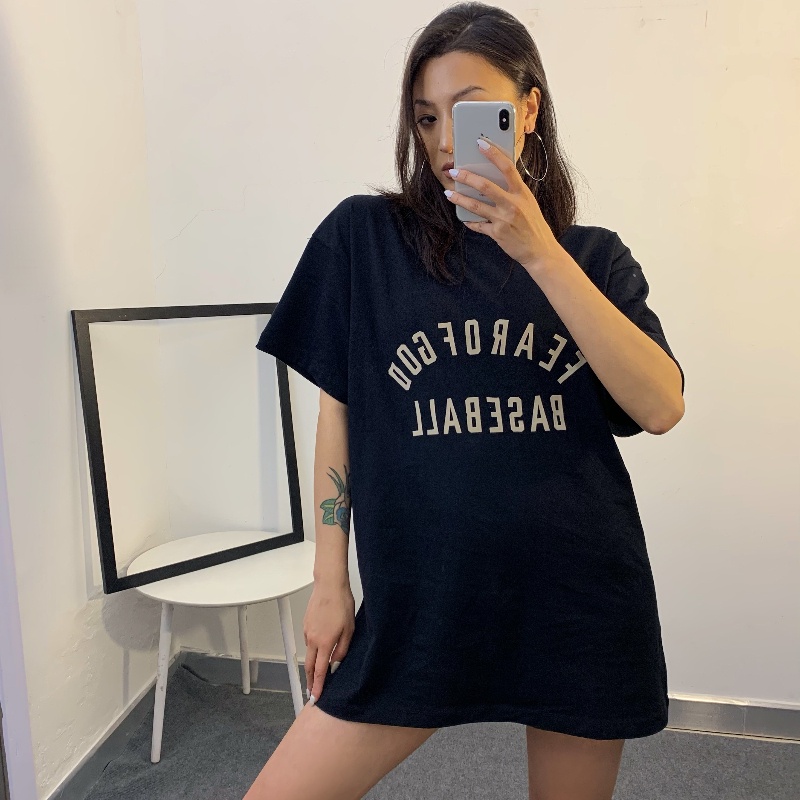 FOG FEAR OF GOD Season 7 7th Main Line Flocking Printed Short Sleeve T-Shirt High Street Tide Brand Loose Half Sleeve