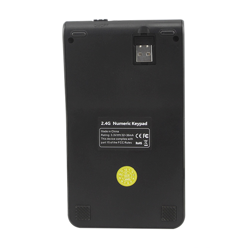 Bàn Phím Số Không Dây 2.4G Màu Đen Di Động Với Màn Hình Kỹ Thuật Số Có Thể Sạc Lại Cho Máy Tính / Laptop