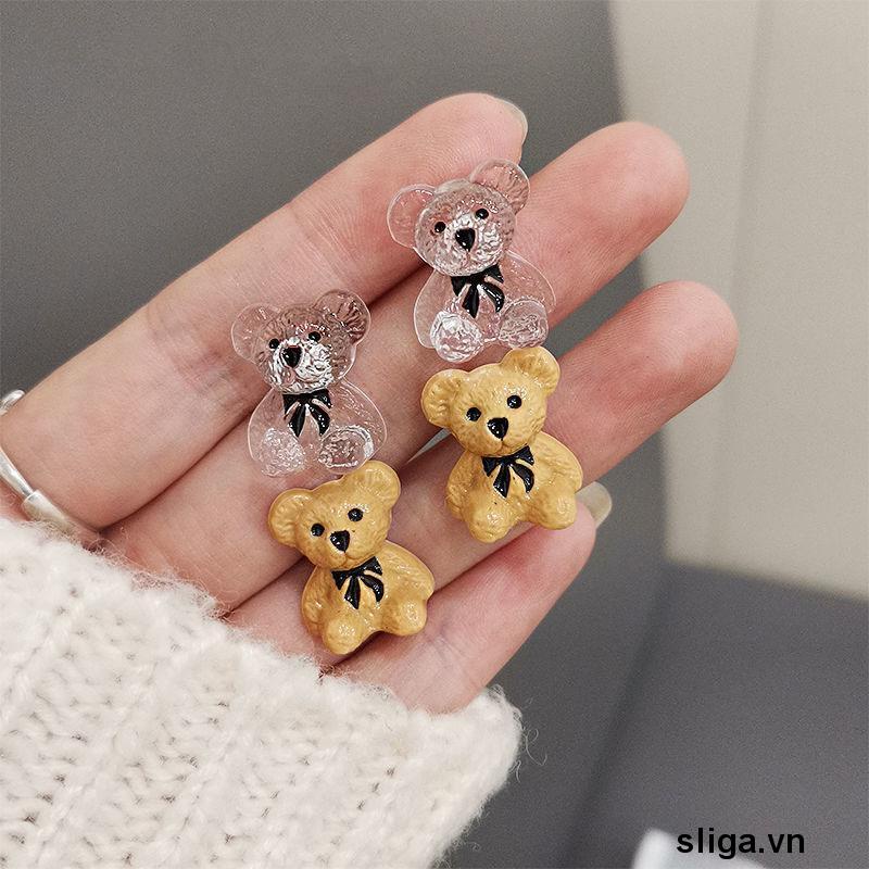 💖💖Khuyên Tai Hình Chú Gấu Nhỏ Trong Suốt Phong Cách Hàn Quốc Dành Cho Nữ