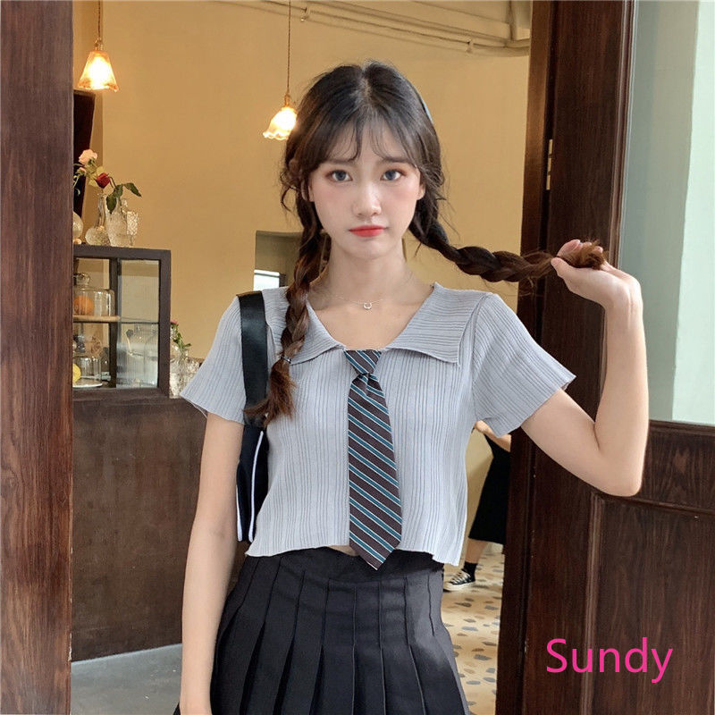 Áo Nữ Ngắn Tay Có Cổ Phong Cách Cổ Điển Đáng Yêu