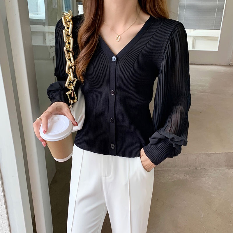 Áo khoác cardigan ngắn chất liệu chiffon thời trang thu đông cho nữ
