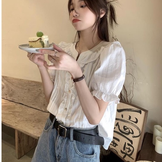 Áo kiểu nữ BH ngắn tay cổ tròn thời trang