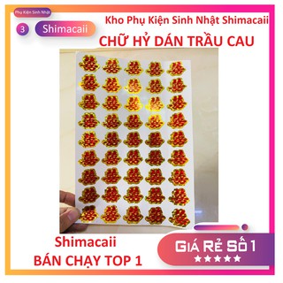 Chữ Hỷ Dán Trái Cây, Bánh Trái, Chai Nước Trang Trí Gia Tiên Đám Cưới