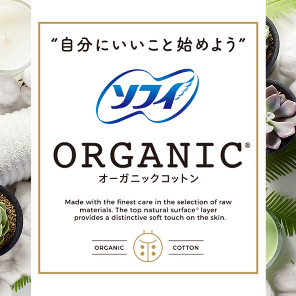 Băng vệ sinh siêu mỏng có cánh Sofy Organic 23cm 100% Cotton (gói 8 miếng)