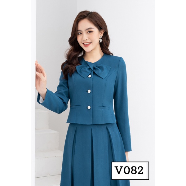 Vest công sở CITI MODE FASHION thiết kế dài tay phối cổ cách điệu V082