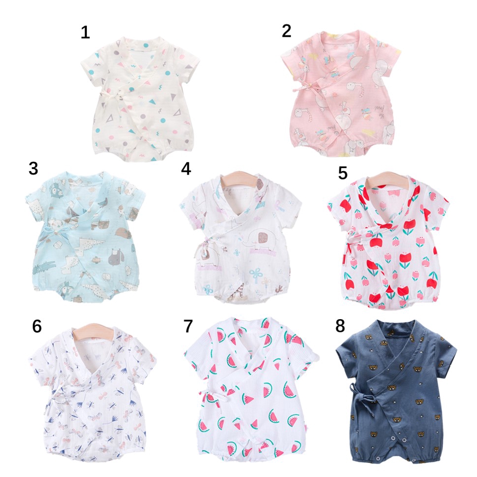 Bộ Áo Liền Quần 100% Cotton Tay Ngắn Thoải Mái Cho Bé