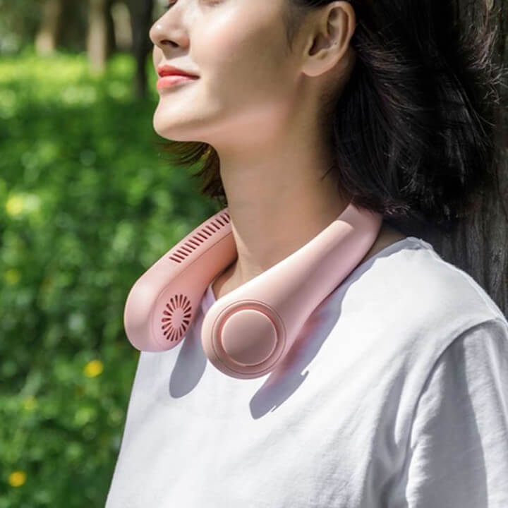 Quạt Đeo Cổ Mini Không Cánh Làm Mát 3 Chế Độ, Pin Trâu 4000mAh, Quạt Treo Cổ Phong Cách Thời Trang
