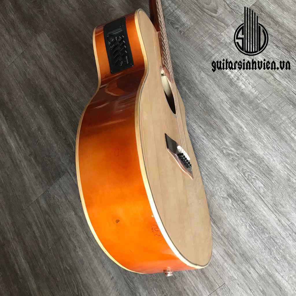 Đàn guitar acoustic + eq 7545 mặt gỗ thông có ty chống cong