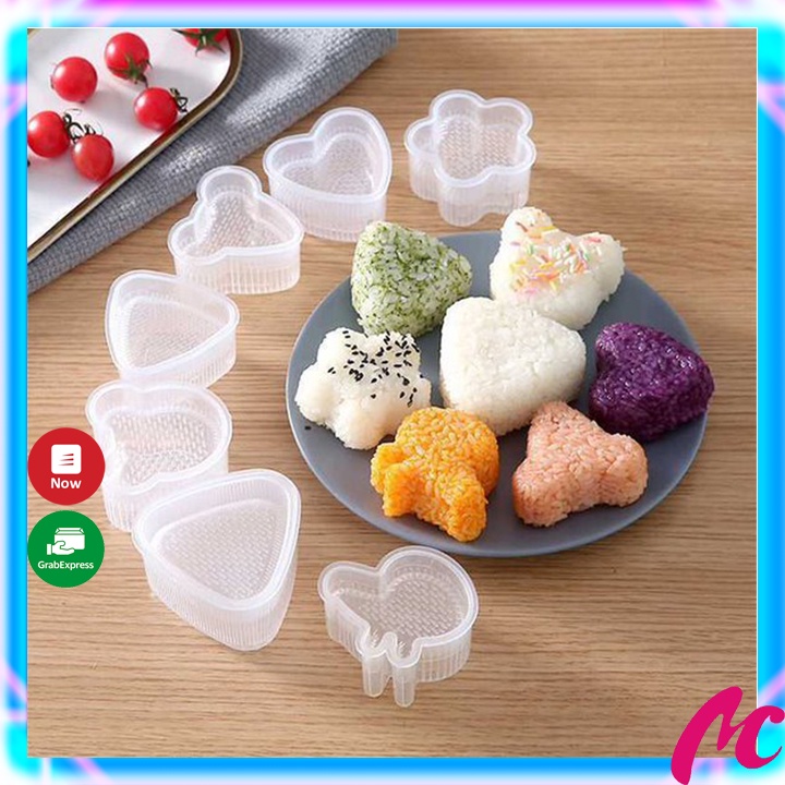 Set 7 Khuôn ép cơm tạo hình, làm cơm nắm, làm bánh cho bé,bộ 7 khuôn cơm bento bằng nhựa trong suốt siêu đẹp,an toàn_MC