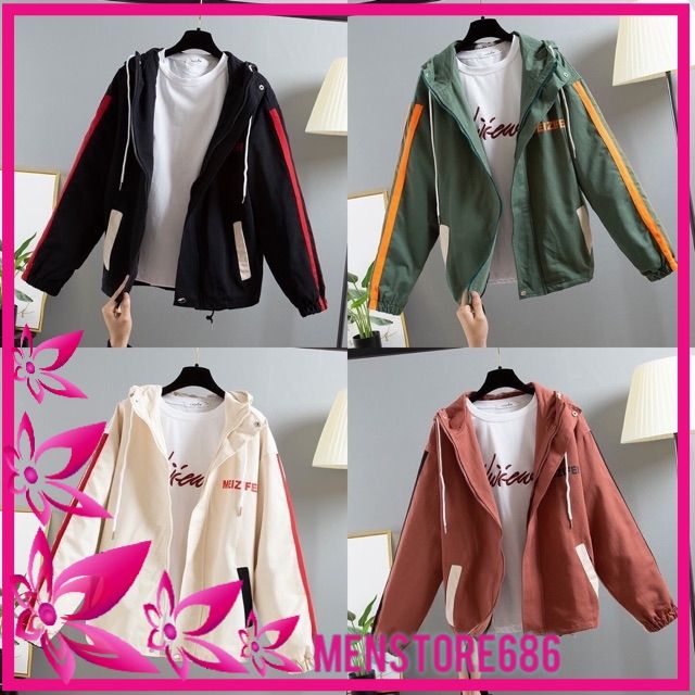 Áo khoác kaki unisex nam nữ phối màu meizifei có ảnh thật