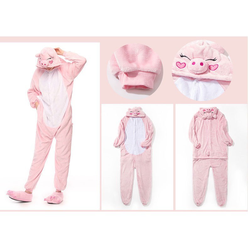 Bộ Đồ Thú Pijama Heo Hồng Người Lớn, Trẻ em [Hàng Sẵn] -Hàng nhập khẩu