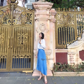 Chân váy stradivarius mẫu 2020 (Asymmetric pleated skirt)