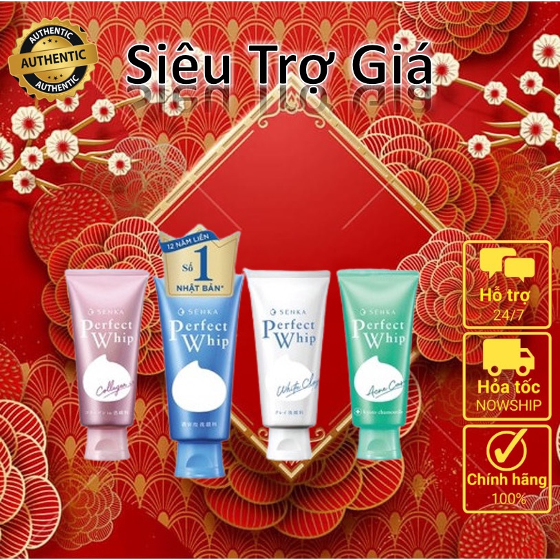 Sữa rửa mặt 💖 tạo bọt chiết xuất tơ tằm trắng Senka Perfect Whip 120g MBT Store AUT MPK Store